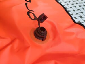 Inflation valve (only) open on the Orca open water swim buoy